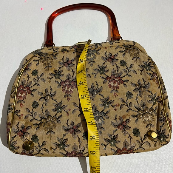 Vintage Floral Tapestry Framed Rose Victorian Handbag Purse JR Miami Art Deco - Picture 6 of 12